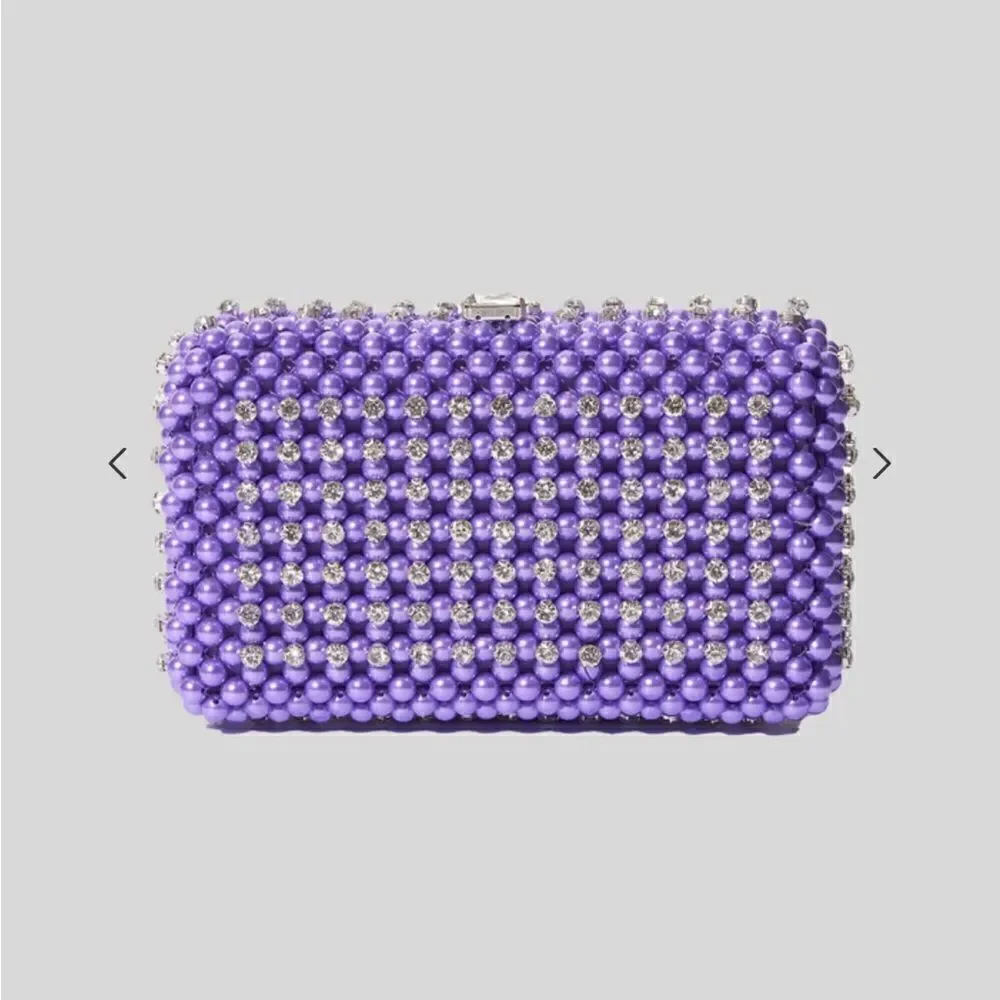 Retrofete Lydia Pearl Crystal bag clutch purple evening purse rhinestone event